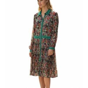 Brooks Brothers Red Fleece Sz 14 Retro 60s Long Sleeve Floral Button Shirt Dress